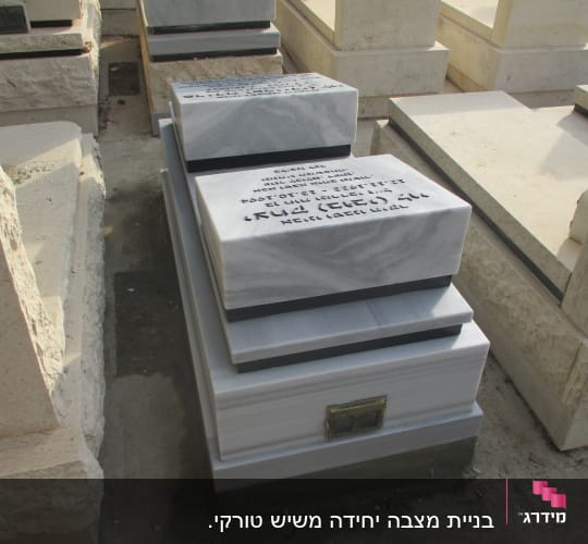 מצבות שיש עם כיתוב בעברית בבית קברות